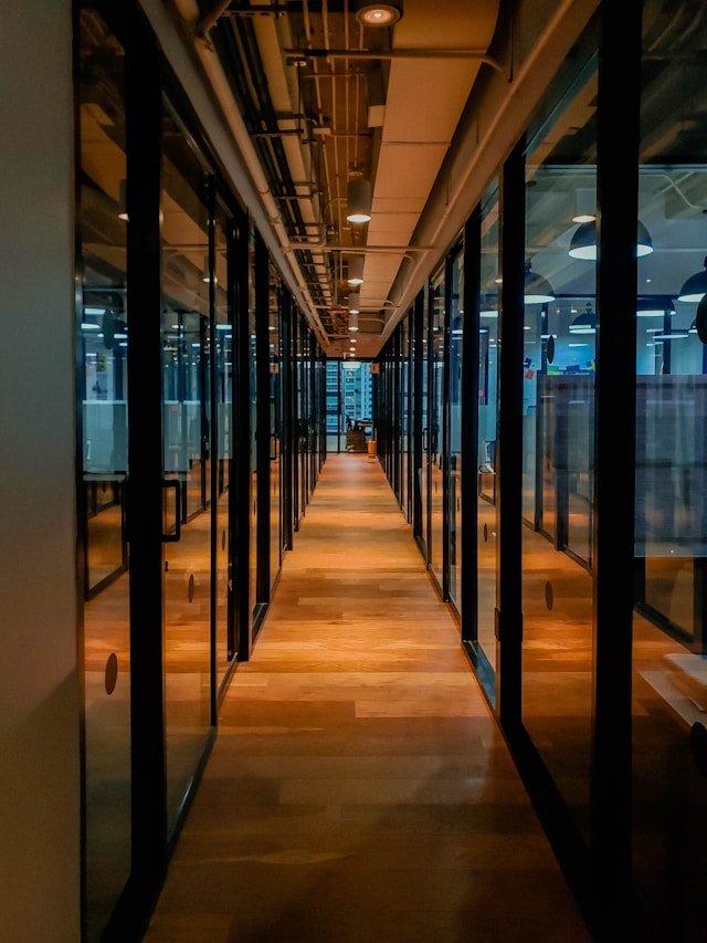 Global market entry strategies illustration office corridor